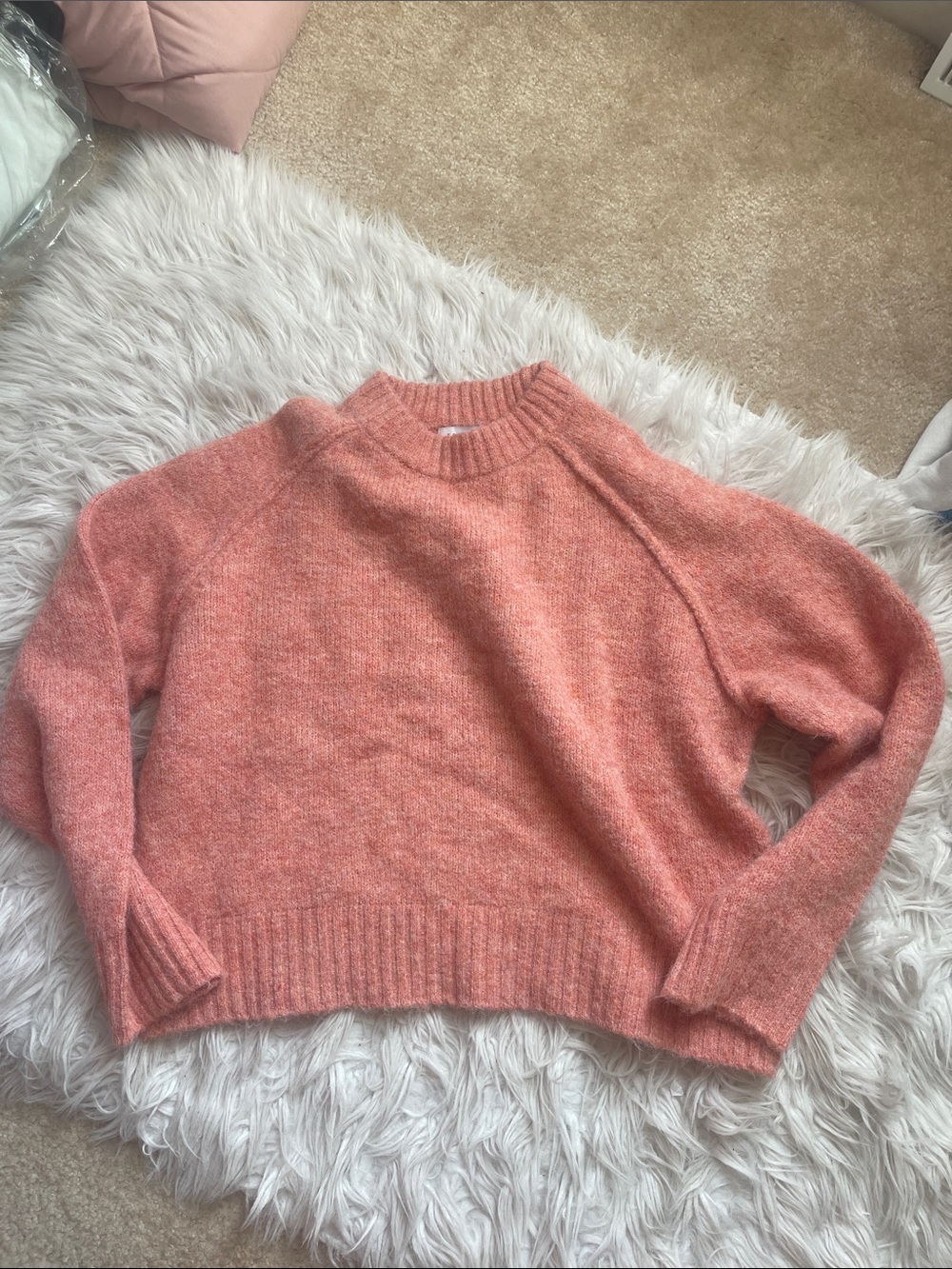 Topshop Coral Crewneck Sweater
